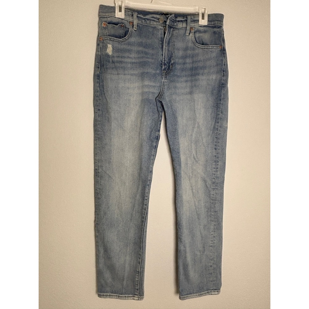 Gap Denim Light Wash High Rise Straight Leg Jeans Blue Size 30 Distressed